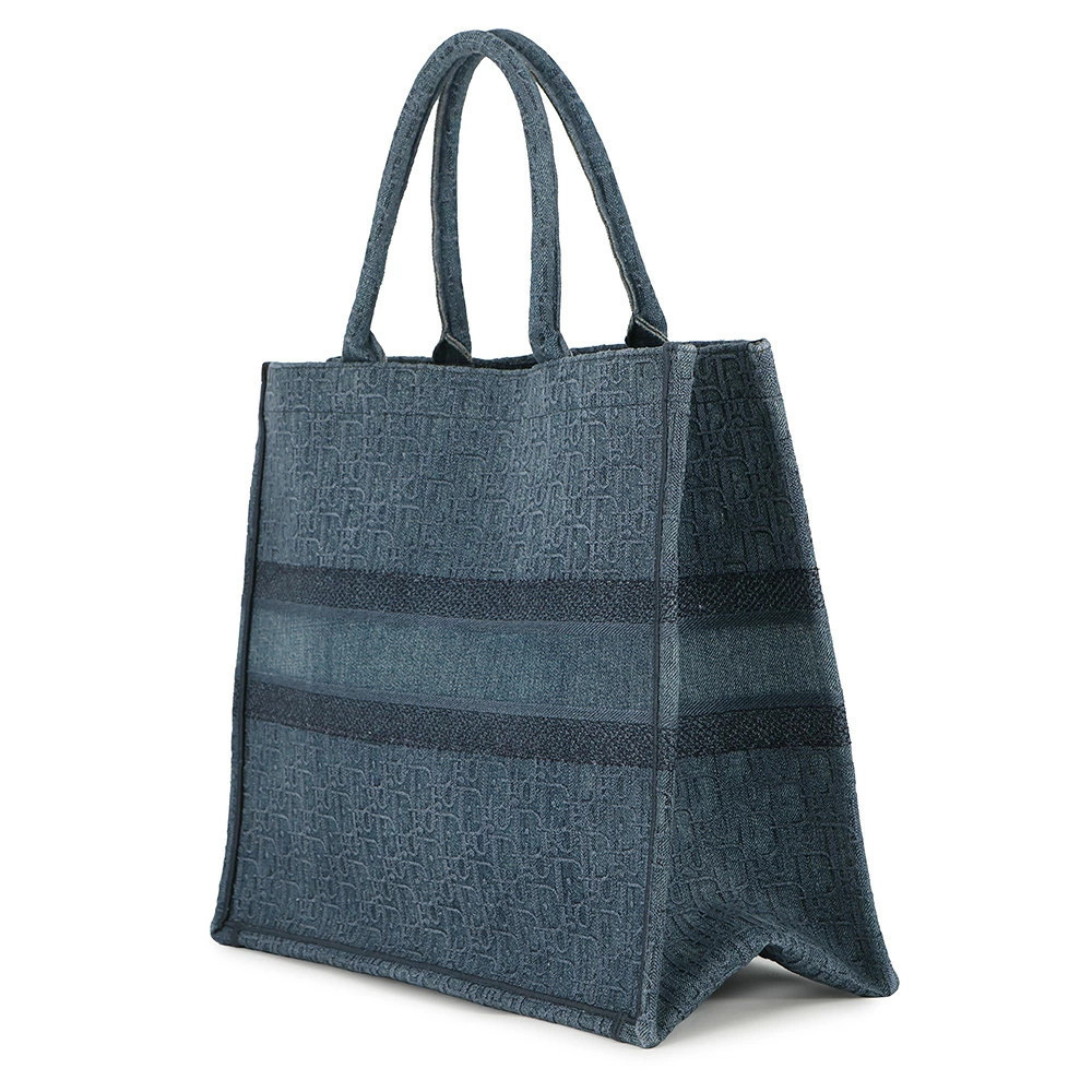 Dior Oblique Christian  Tote Trotter Denim Bag Book Blue